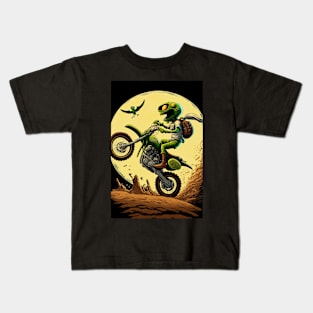 Monster Riding Dirt Bike Anime Style Kids T-Shirt